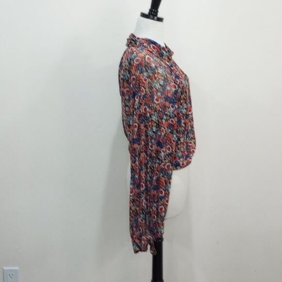 NEW! Free People All Dolled Up Floral Mesh Long Sleeve Crop Top  Black Combo - L - Picture 6 of 12